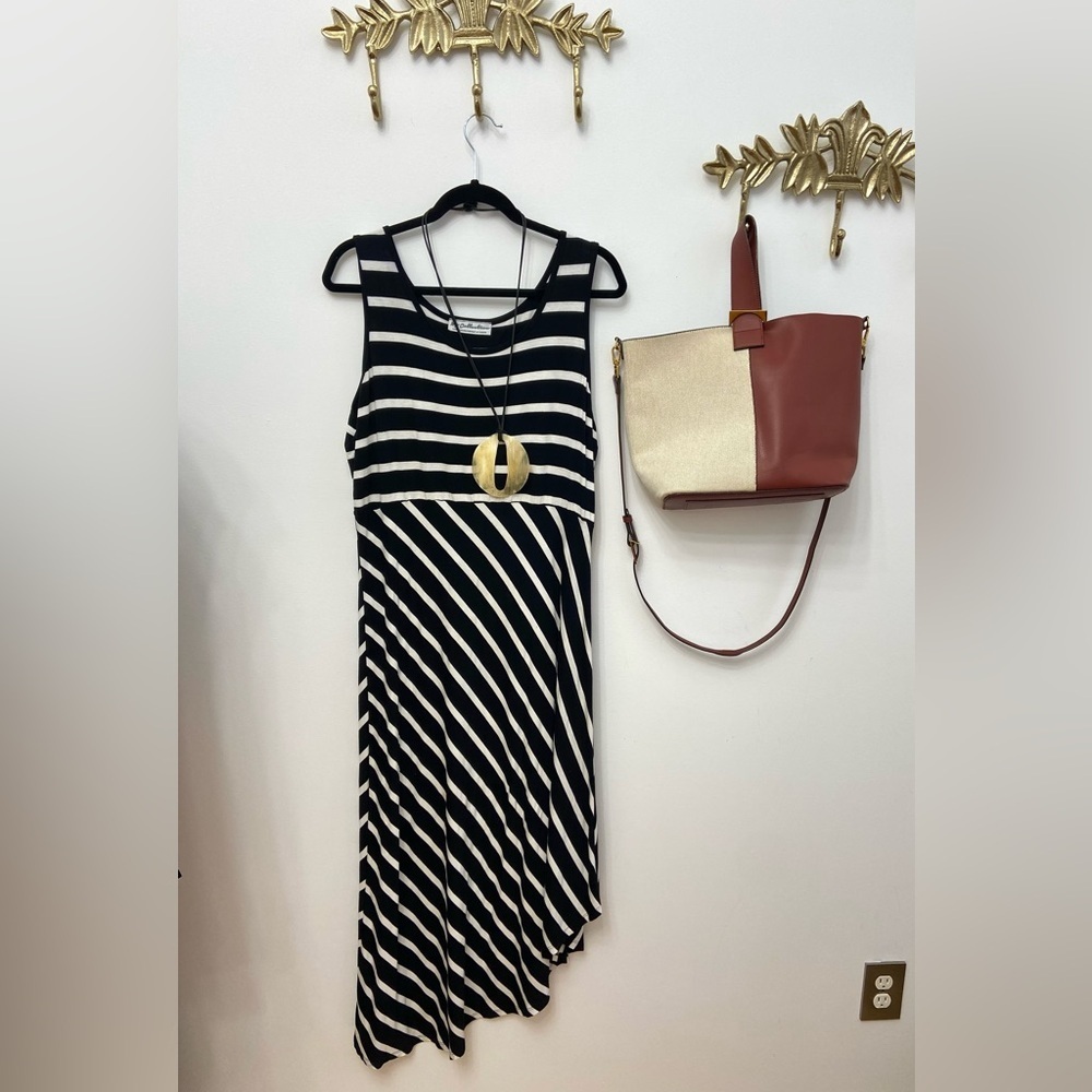Striped Black and White Asymmetrical Dress